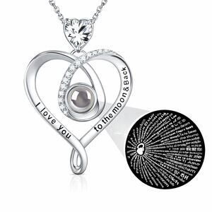 I Love You Necklace 100 Languages To the Moon and Back 925 Sterling Silver Women